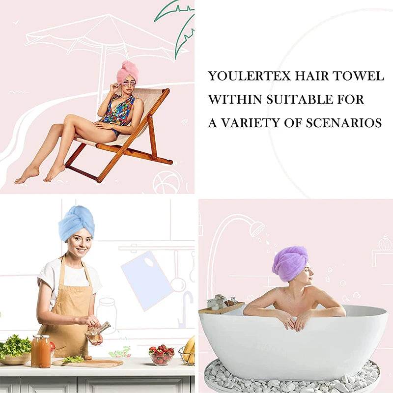 Microfiber Hair Towel Wrap for Women, Shower Spa Head Wrap Hair Drying Hat Turban Microfiber Terry Dry Absorbent Quick Dry Hair - P12 Hub Europe