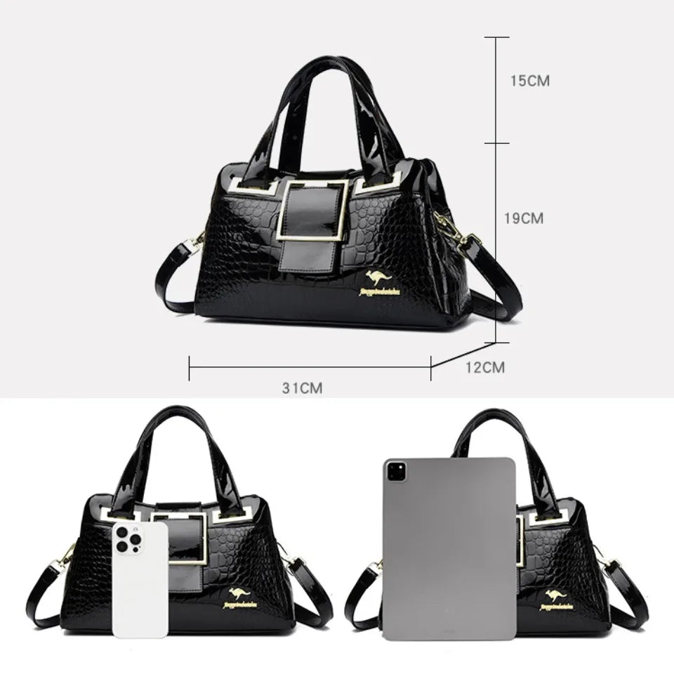 2 layer Large Capacity Tote Bag Luxury Handbags Women Bags Designer Crocodile Pattern Ladies Boston Shoulder Bag High Quality