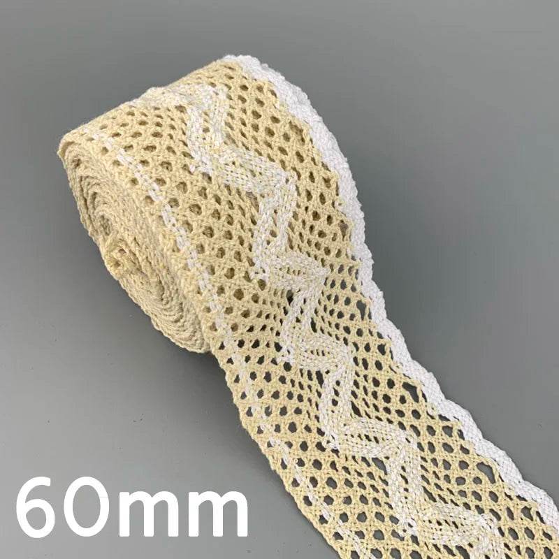 (5Meter/roll) White Beige Cotton Embroidered Lace Net Ribbons Fabric Trim DIY Sewing Handmade Craft Materials - P12 Hub Europe