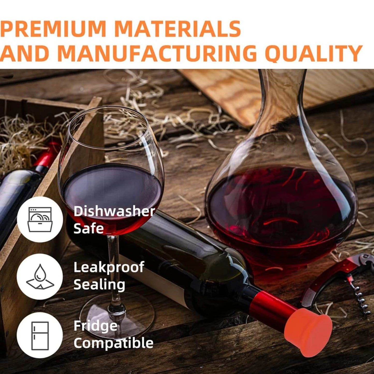 8Pcs Wine Stoppers Reusable Silicone Wine Corks Wine Bottle Stopper Beverages Beer Champagne Sealed Bottle Cap Keep Wine Fresh - P12 Hub Europe