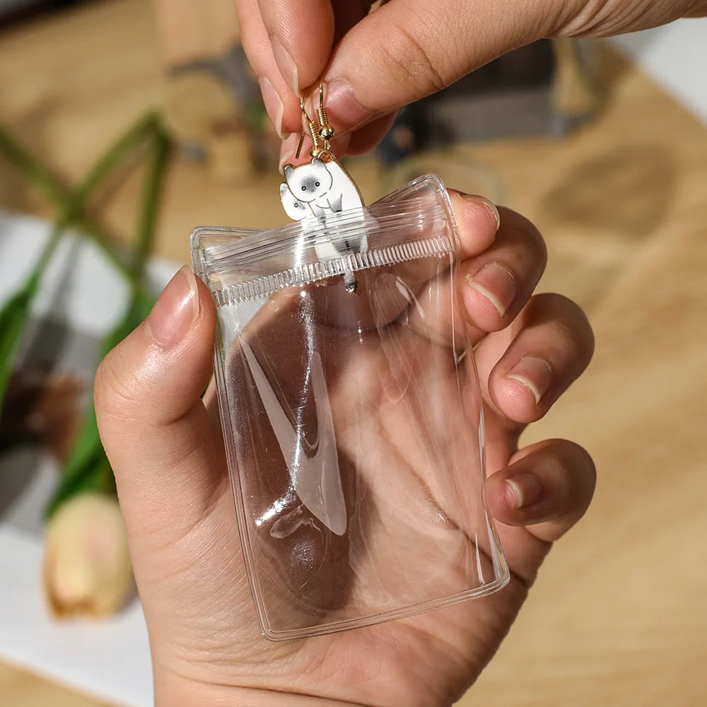 100/10Pcs PVC Jewelry Package Bags Thicken Self Sealing Pouches Anti-Oxidation Earring Necklace Clear Organizer Bag Reusable