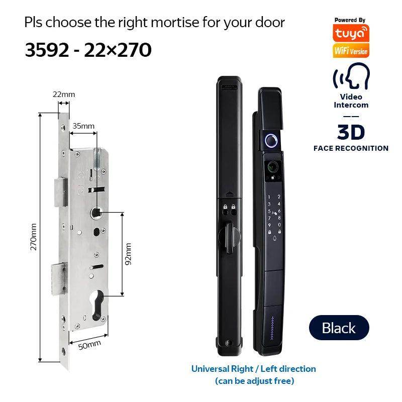 3D Face Lock | Tuya WiFi, Video, IP66, Fingerprint, Sliding Door - P12 Hub Europe