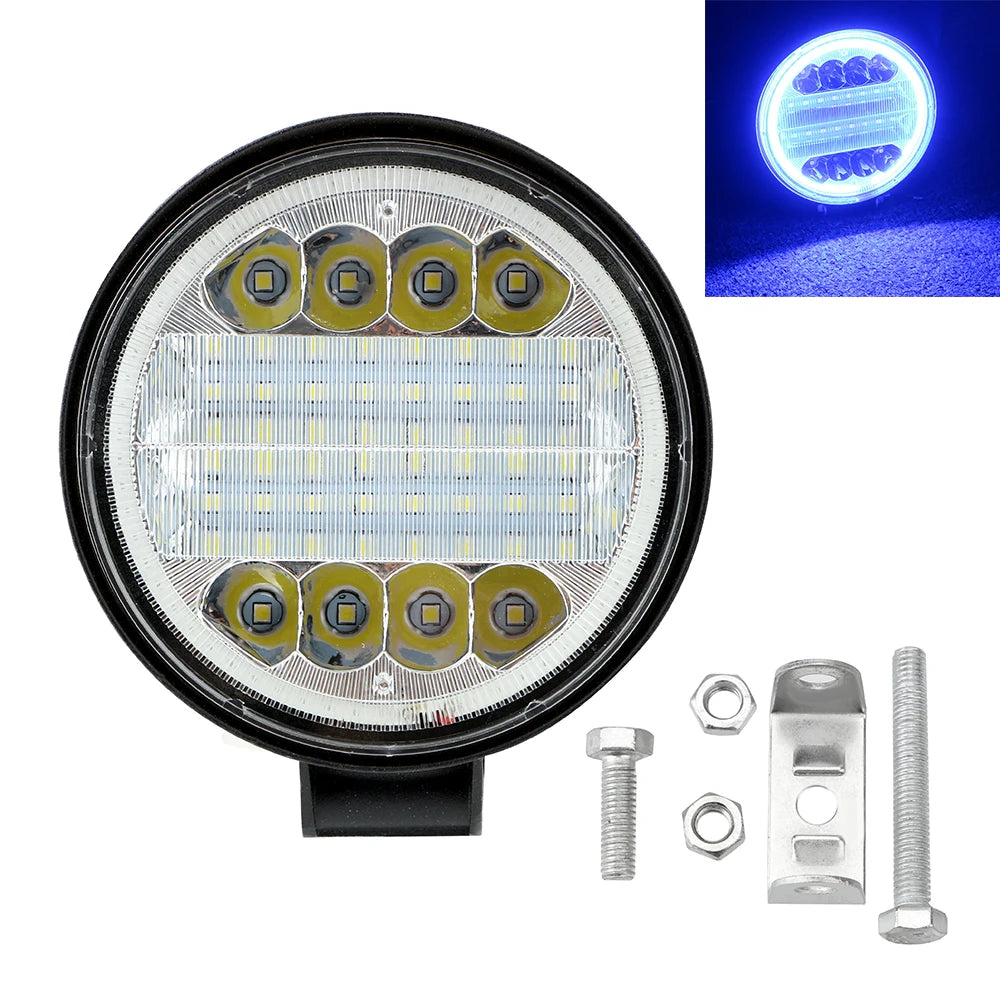 Round Headlight Car Light Assembly Fog Light Angel Eyes Lamp For 4x4 Offroad ATV UTV Tractor Work Light Bar 24LED 72W