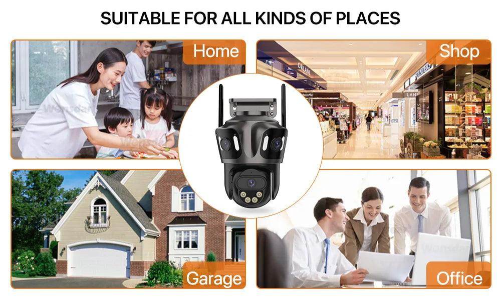 Outdoor Camera 4K 8MP 3-Lens Outdoor Cam | AI Track, PTZ, Color Night - P12 Hub Europe