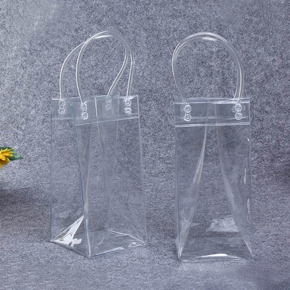 Transparent PVC Leakproof Ice Bag Wine Beer Champagne Bucket Drink Bottle Cool Chiller Foldable Carrying Bags For Party Picnic - P12 Hub Europe