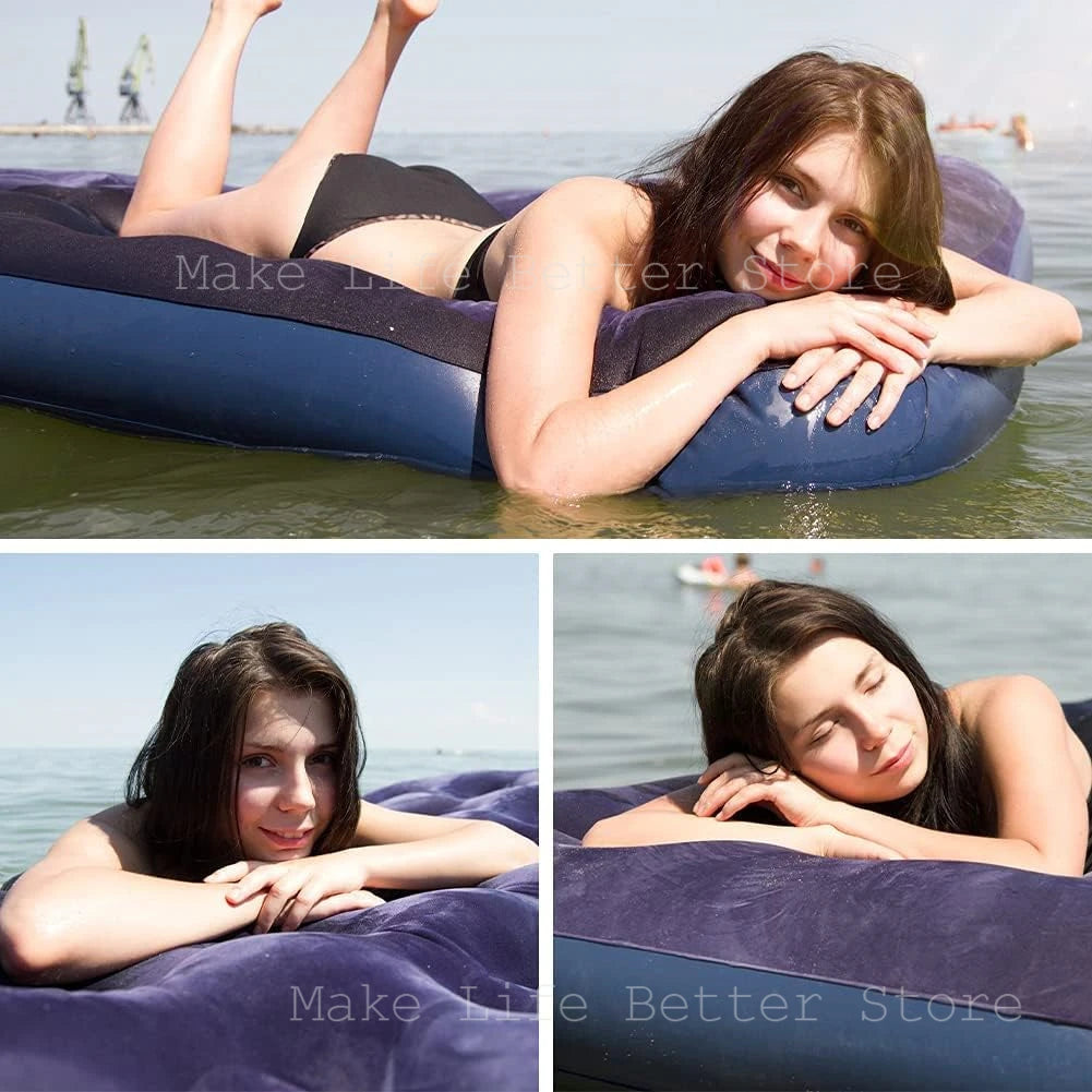 Inflatable Mattress for Guests & Home,Flocking Surface&Durable PVC , Rapid inflation, Air Bed Inflatable Bed