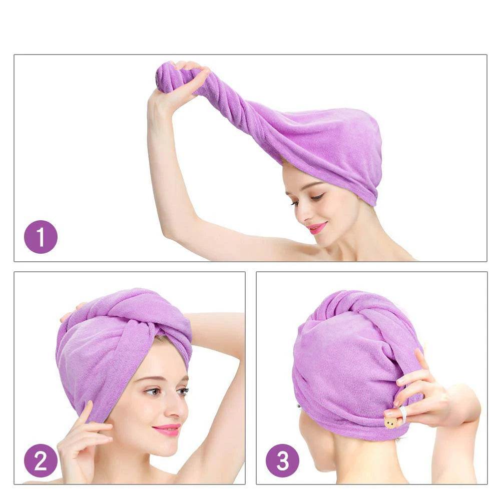 Quick-dry Hair Towel Women Hair Drying Hat Cap Hat Bath Hat Microfiber Solid Towel Cap Super Absorption Turban Hair Dry Cap - P12 Hub Europe