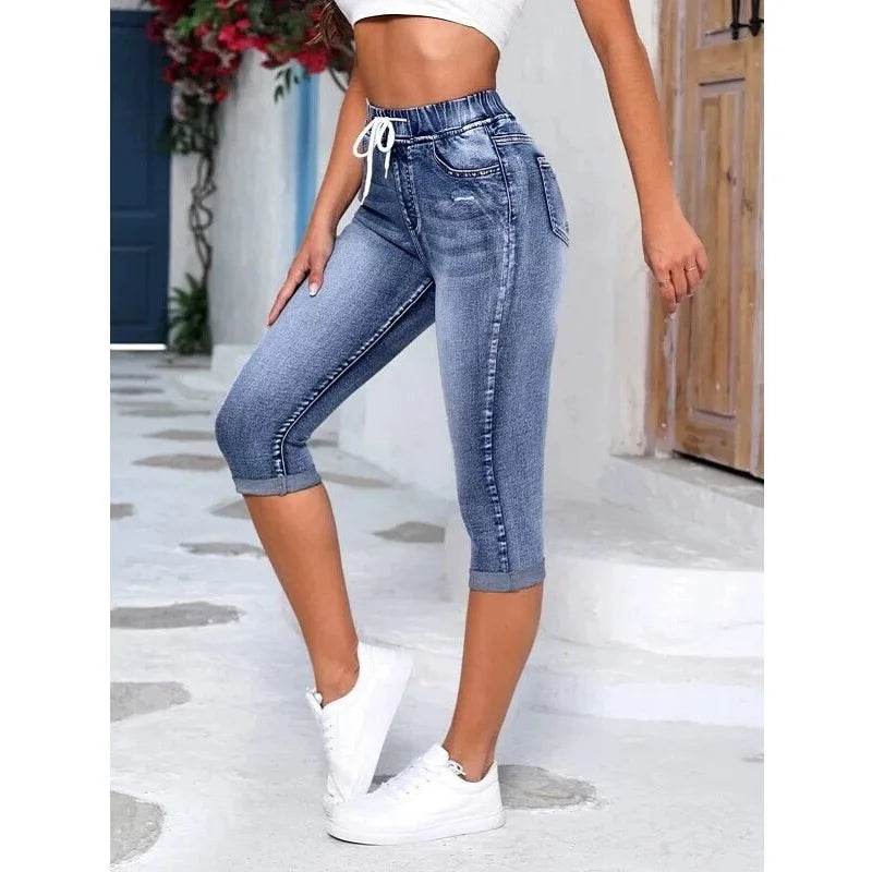 Women Ripped Knee Length Jeans - P12 Hub Europe