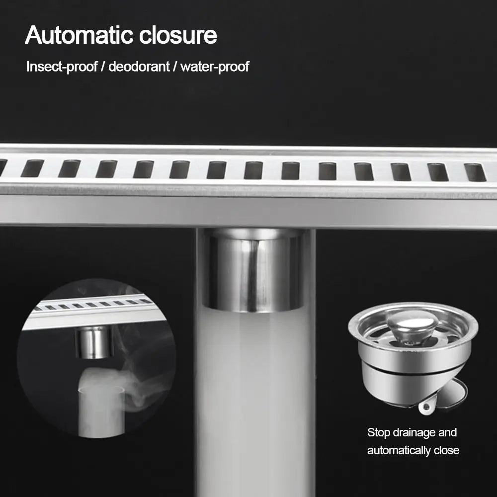 20/30/40/50cm Stainless Steel Shower Floor Drain Bathroom Rectangle Linear Floor Drainage Floor Drain with Strainer Cover