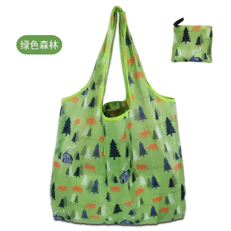 Large Reusable Shopping Bag for Women Shopper Tote Folding Bag Eco-Friendly Reusable Foldable Grocery Case Handbags Storage Bags