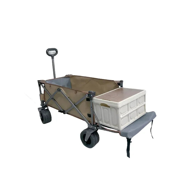 Portable Outdoor Cart, Heavy-Duty Folding Trolley, Smooth Bearing Design, Picnic Wagon, Convenient Folding Storage
