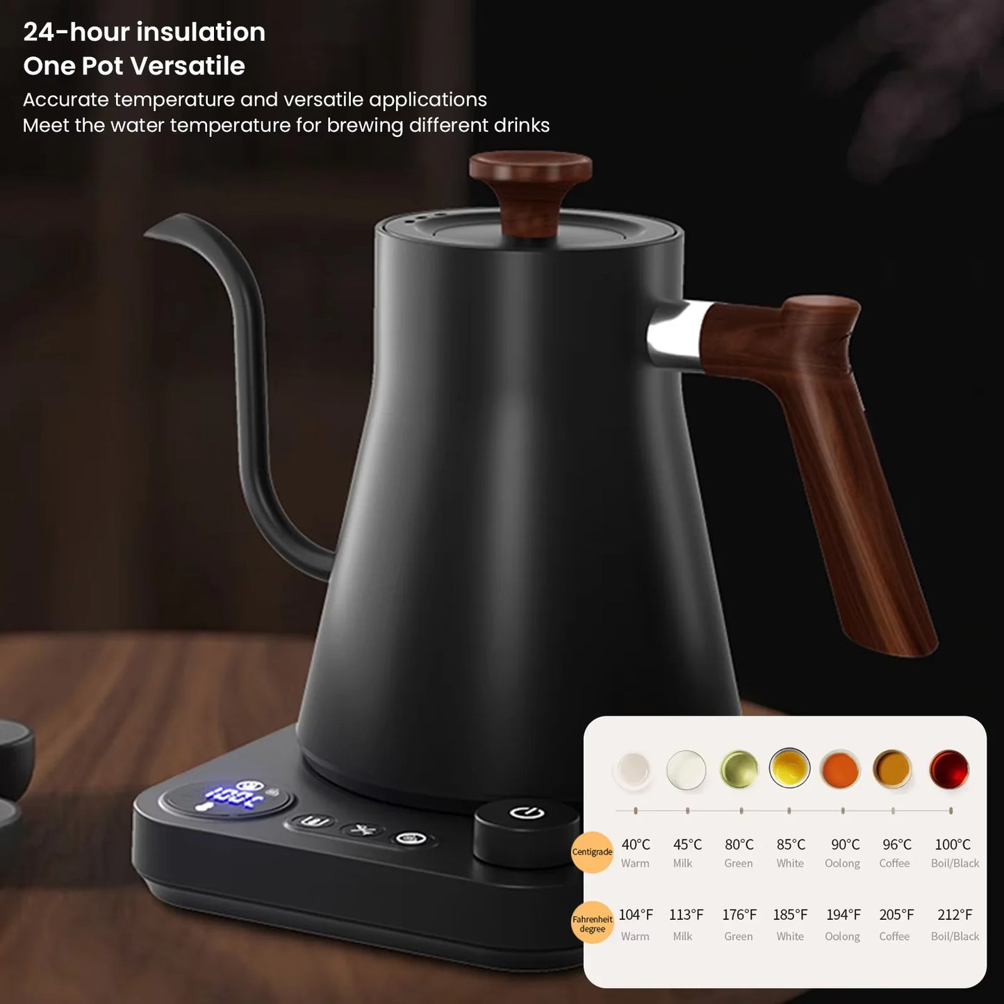 1200W Electric Hand Brewed Coffee Pot Home Electric Kettle Teapot 304 Stainless Steel Kettle Auto Power Off Kitchen Tool 900ml