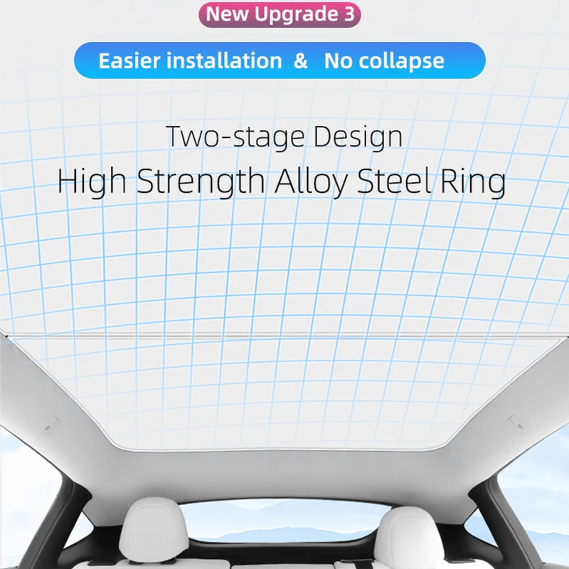 For Tesla Model 3 Y 2021-2025 New Upgrade Ice Cloth Buckle Sun Shades Glass Roof Sunshade Front Rear Sunroof Skylight