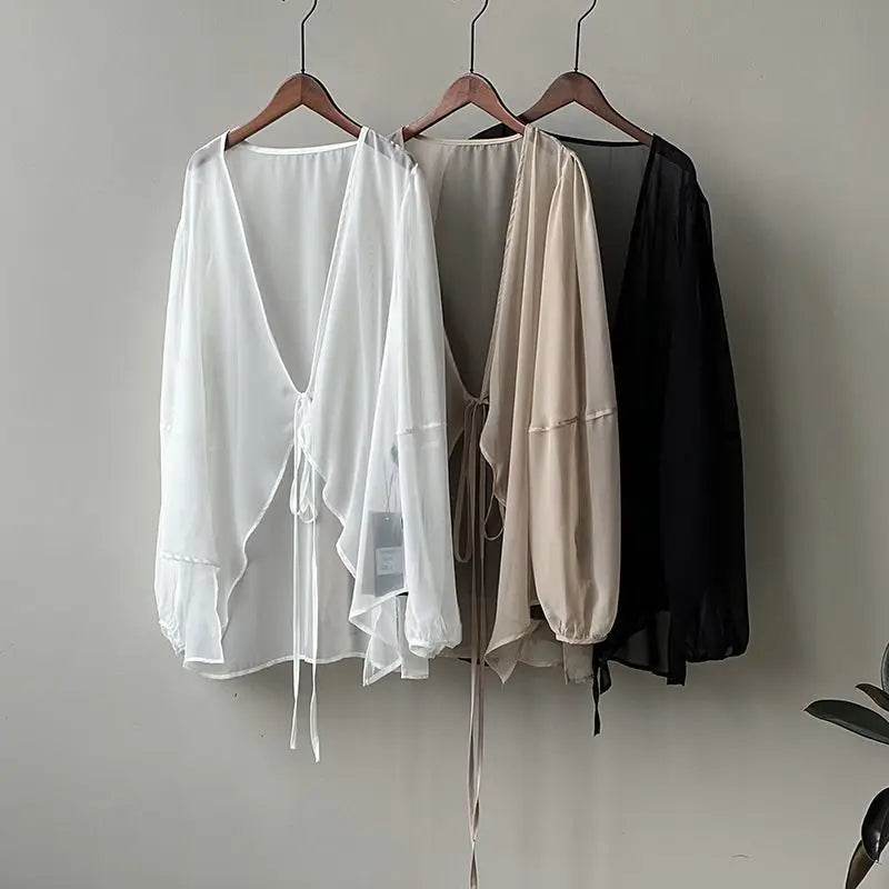Women's V-neck Chiffon Loose Shirt - P12 Hub Europe