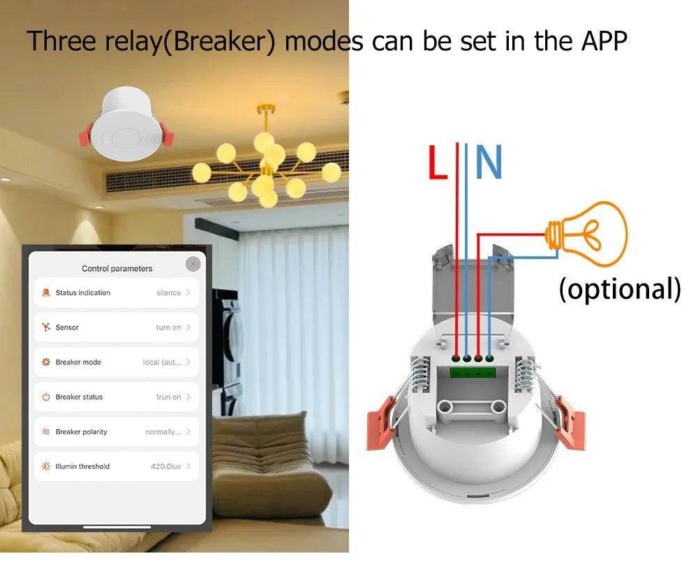Radar Presence Sensor | WiFi/Zigbee, 16A Relay, Tuya - P12 Hub Europe