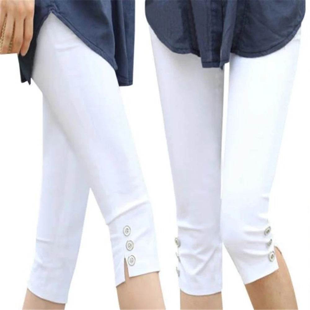 Women's Elastic High Waist Capris - P12 Hub Europe