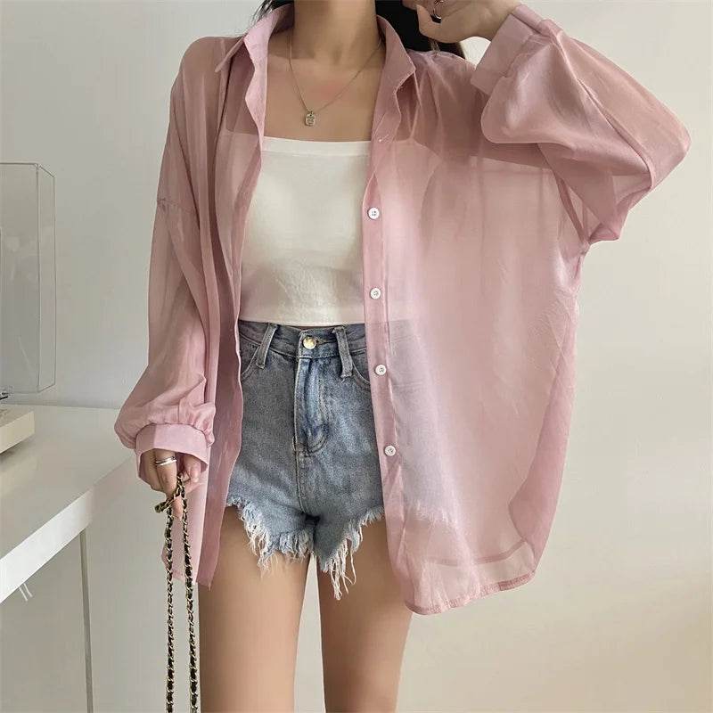 Semi Sheer Button Down Shirt - P12 Hub Europe