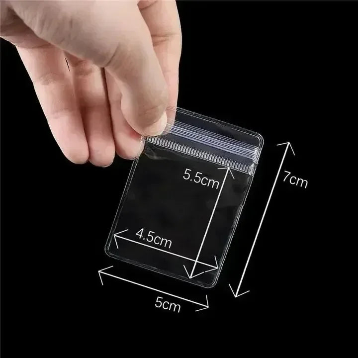 100/10Pcs PVC Jewelry Package Bags Thicken Self Sealing Pouches Anti-Oxidation Earring Necklace Clear Organizer Bag Reusable