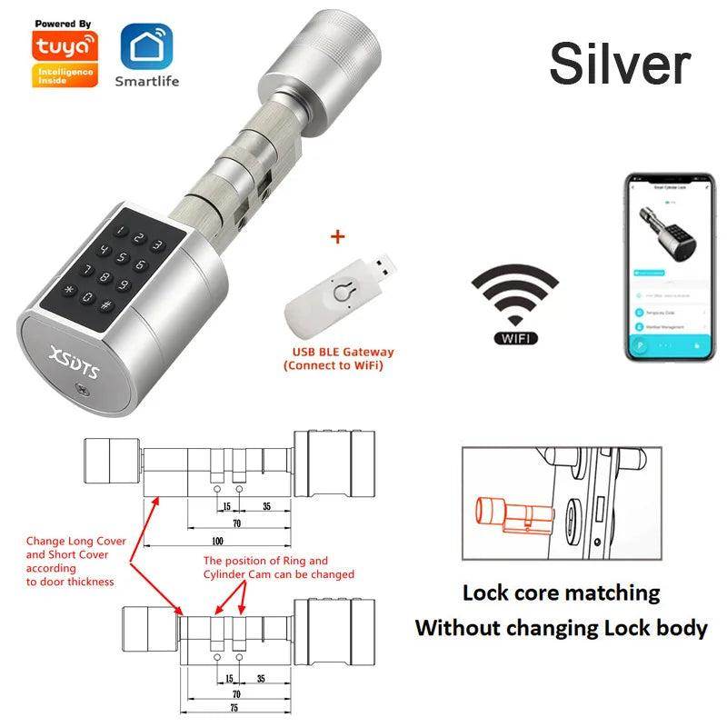 Fingerprint Cylinder Lock Smart Door Lock, App, Card, Code, Key - P12 Hub Europe
