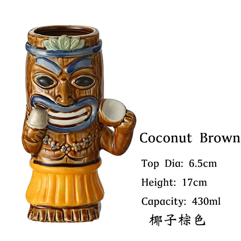 1PCS Tiki Mugs Ceramic Hawaiian Tiki Drinkware, Cute Exotic Cocktail Glasses, Tiki Bar - P12 Hub Europe