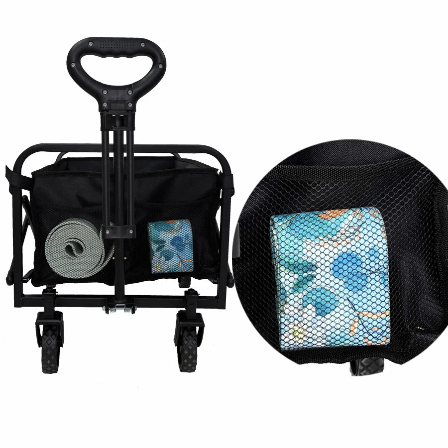 Outdoor Camping Folding Utility Wagon Cart Heavy Duty Large Capacity Fold Wagon Collapsible Portable Garden Picnic Trolley