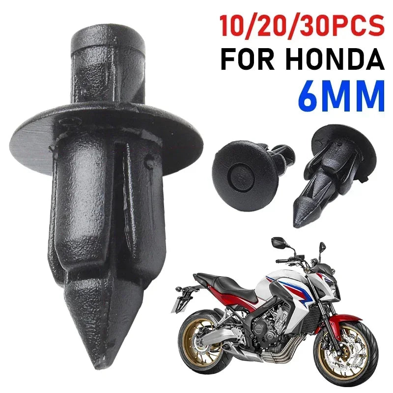 10/20/30PCS 6mm Black Rivet Fairing Body Trim Panel Fastener Screw Clips For Honda Suzuki Kawasaki Motorcycle Accessories Parts