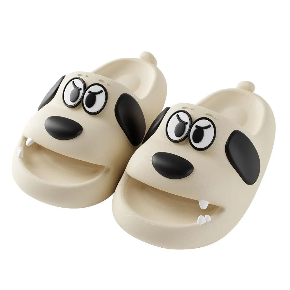Feslishoet Catroon Dog Thick Slippers Soled Non Slip Slides Bathroom Summer Comfy Shoes Indoor and Outdoor