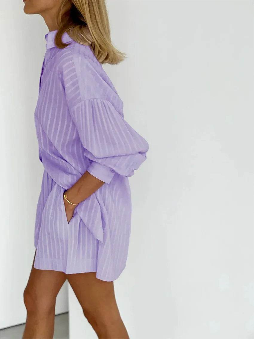 Stripe Cotton Shorts Set - P12 Hub Europe