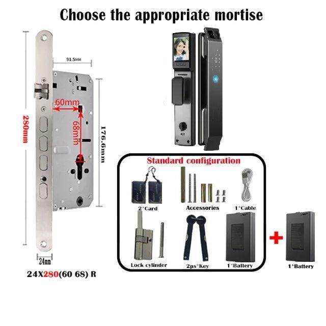 3D Face Recognition Door Lock | Video, Tuya/Wishome App, IP66, NFC - P12 Hub Europe
