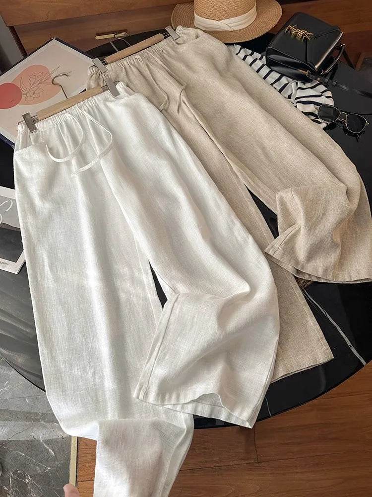 Women's Washed Linen Wide Pants - P12 Hub Europe
