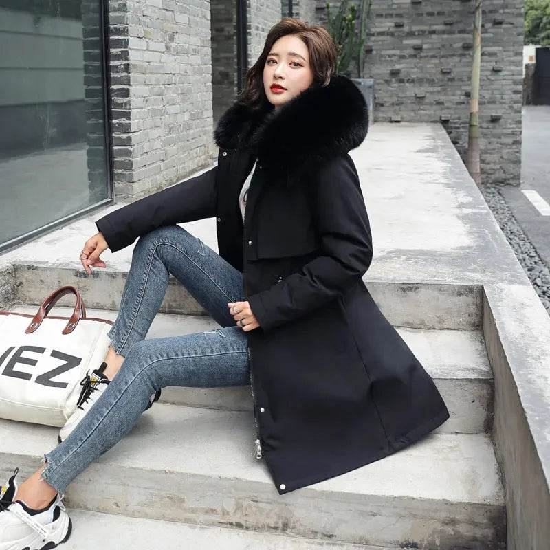 Warm Fur Collar Long Parka - P12 Hub Europe