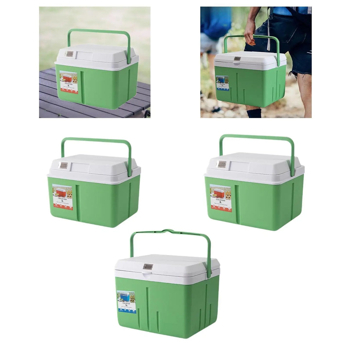 Camping Cooler Box Multifunctional for Beach, Sports with Lock Lid Lightweight Cold and Hot Insulated Case with Carry Handle