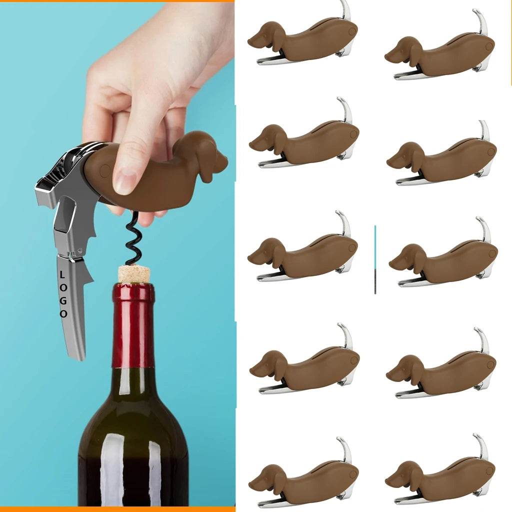 Dog Wine Bottle Opener Corkscrew with Foil Cutter Beer Opener Animal Lover in Zoo Dog Cat Bird Fox Shark Robot Owl Butterfly - P12 Hub Europe