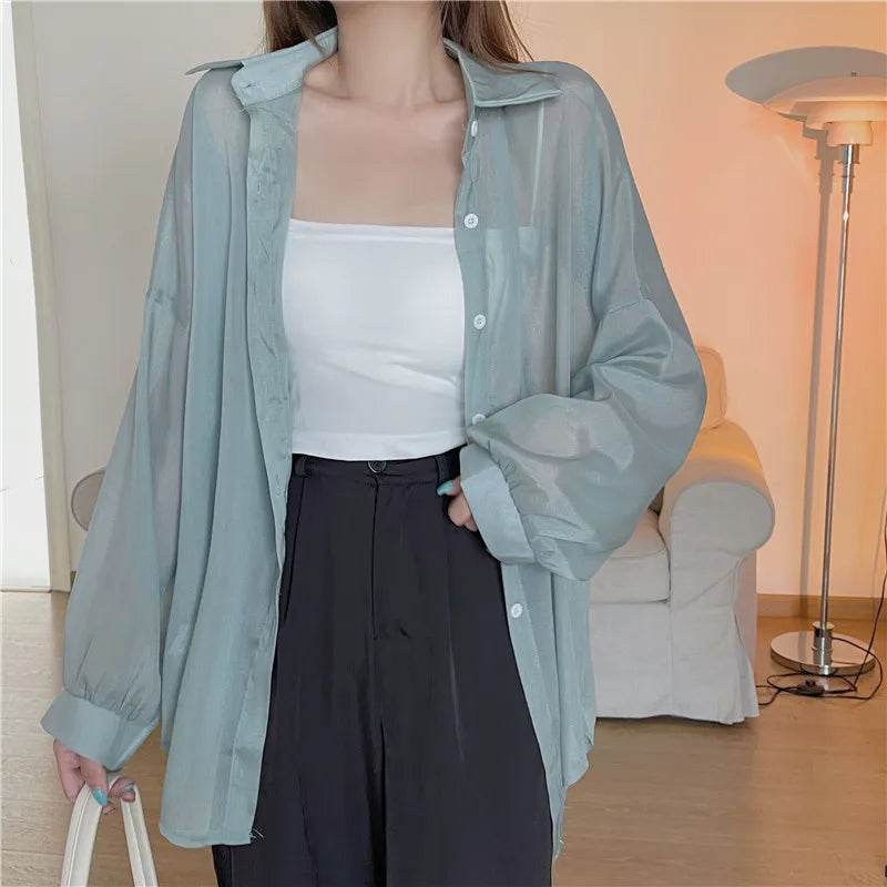 Semi Sheer Button Down Shirt - P12 Hub Europe