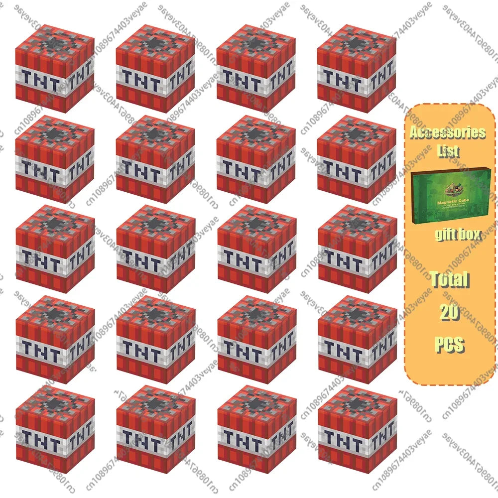 Magnetic Building Blocks Mine World Magnet Cube Set for Boy Girl Kid Age 3+ DIY Model Children Stem STEM Sensory Toy Gift