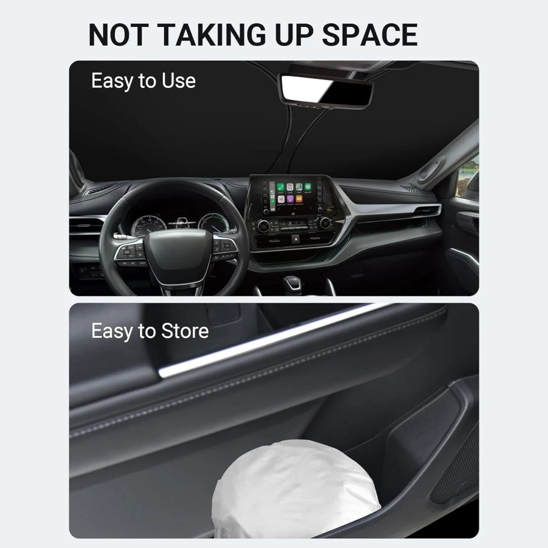 Upgraded Sunshade for 2020-2025 Toyota Highlande Windshield UV Protection Fabric Metal Frame Full-Size Foldable Front Sun Shade