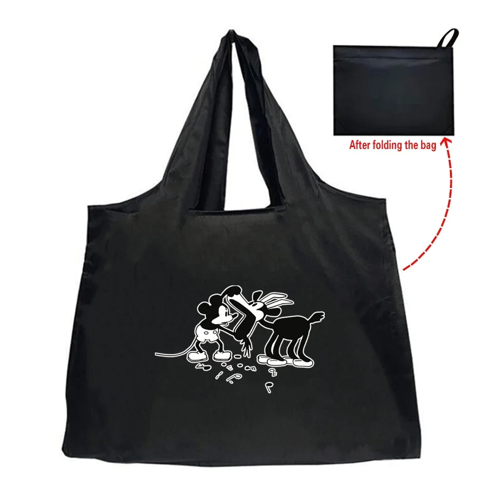 Tote Bag Eco-Friendly Folding Shopping Bag Reusable Portable Shoulder Handbag for Travel Grocery Fashion Mickey Mouse Series