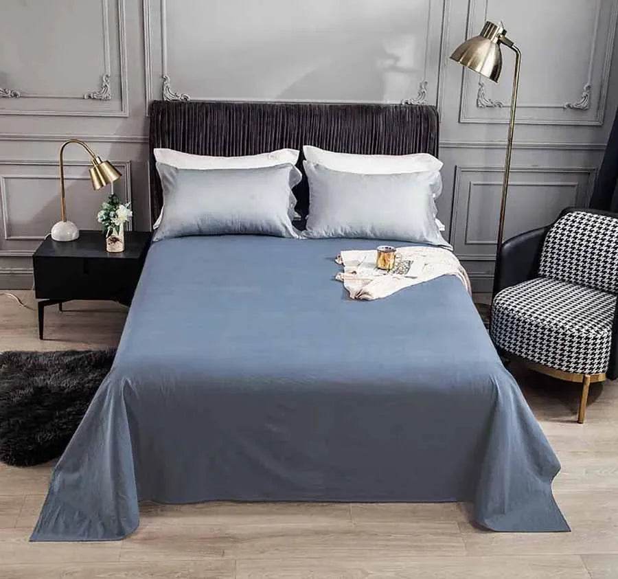 WASART Pure cotton flat bed sheet summer bedspread soft bed linens 2 people couple luxury double bed bedding king size bedsheet - P12 Hub Europe