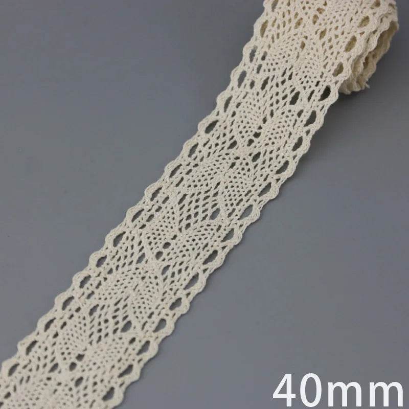 (5Meter/roll) White Beige Cotton Embroidered Lace Net Ribbons Fabric Trim DIY Sewing Handmade Craft Materials - P12 Hub Europe