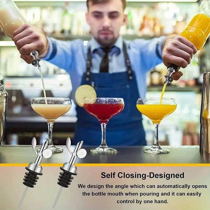 304 Stainless Steel Olive Oil Stopper Cap Dispenser Spout Sauce Vinegar Auto Open Pourer Nozzle Wine Liquor Bottle Plug - P12 Hub Europe
