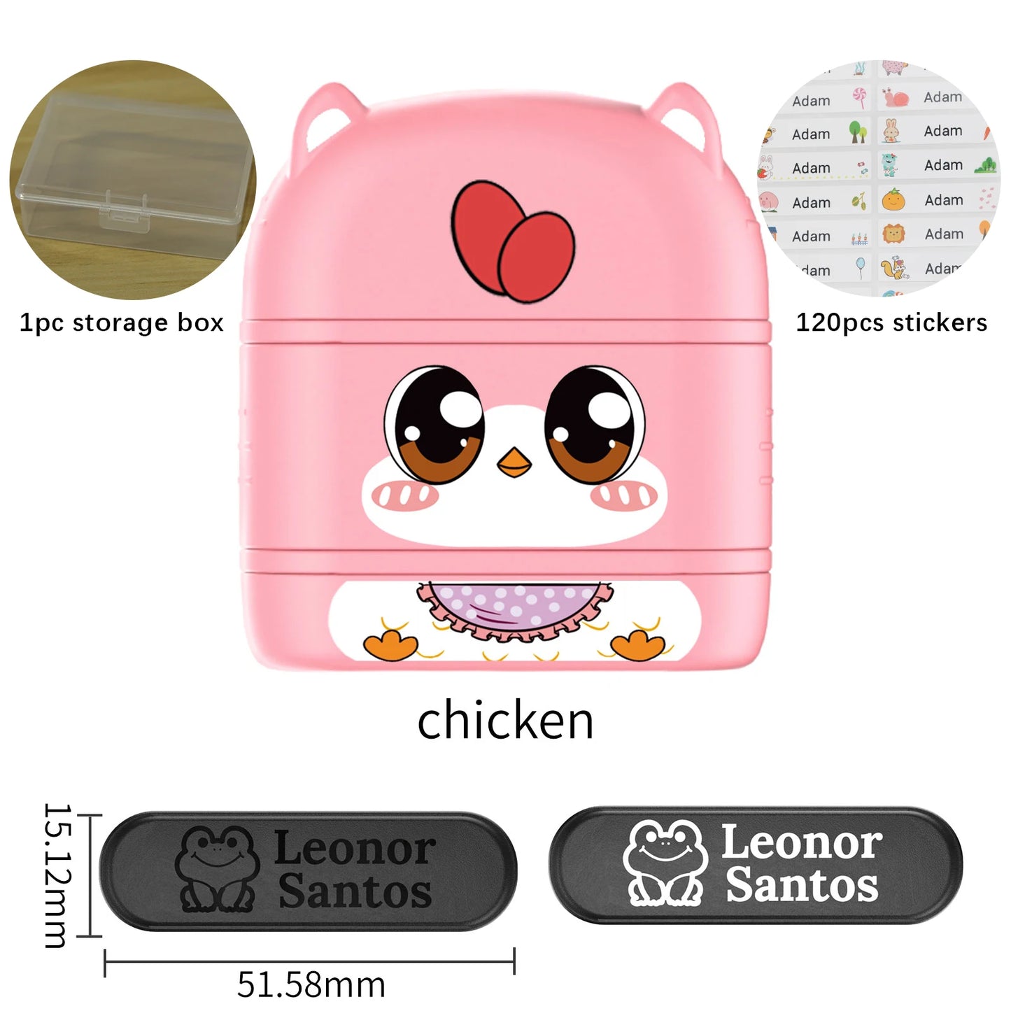 Children's Name Seal Custom Double -layer black and white ink Student's Stamp Kindergarten Clothes Waterproof Name StickerStamp