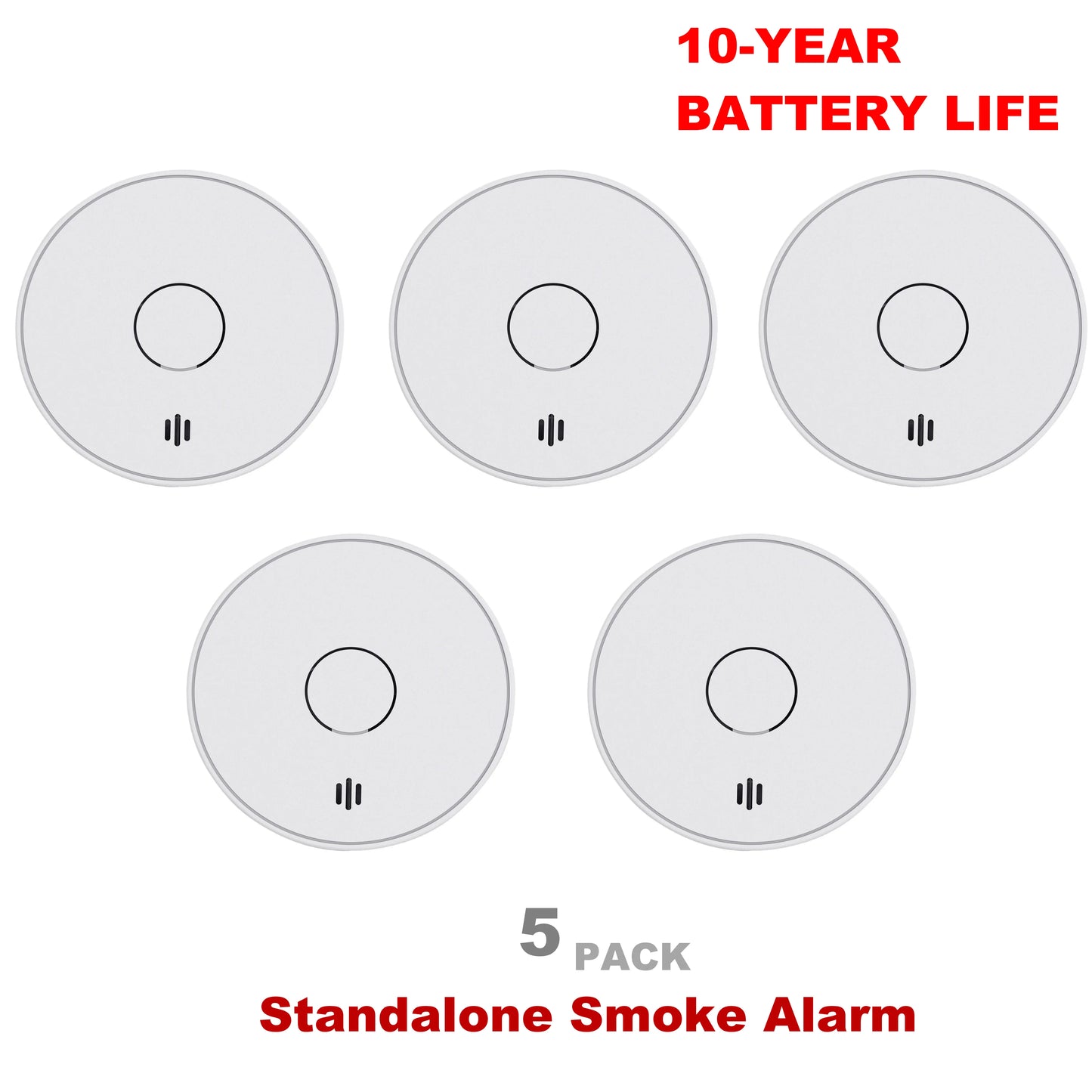 Smoke Alarm for Home, 10-Year Battery Smoke Detector Fire Alarm with Big Test/Silence Button, CE, VS02