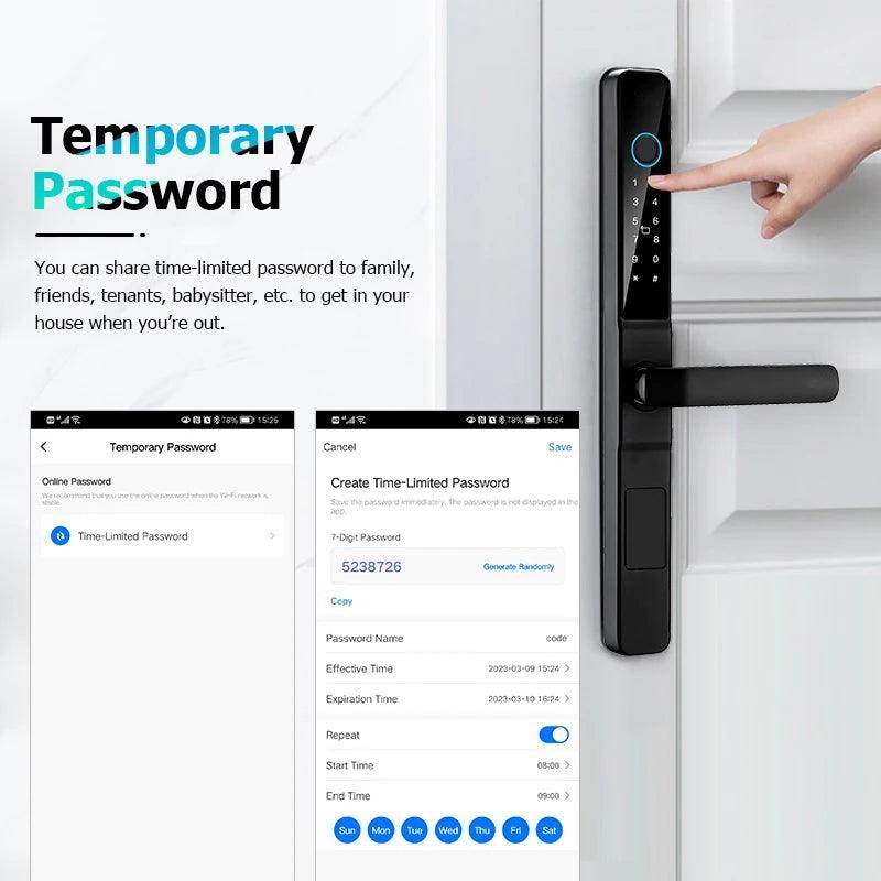 WiFi Sliding Door Lock | IP66, Fingerprint, Card, Code, Glass/Aluminum - P12 Hub Europe