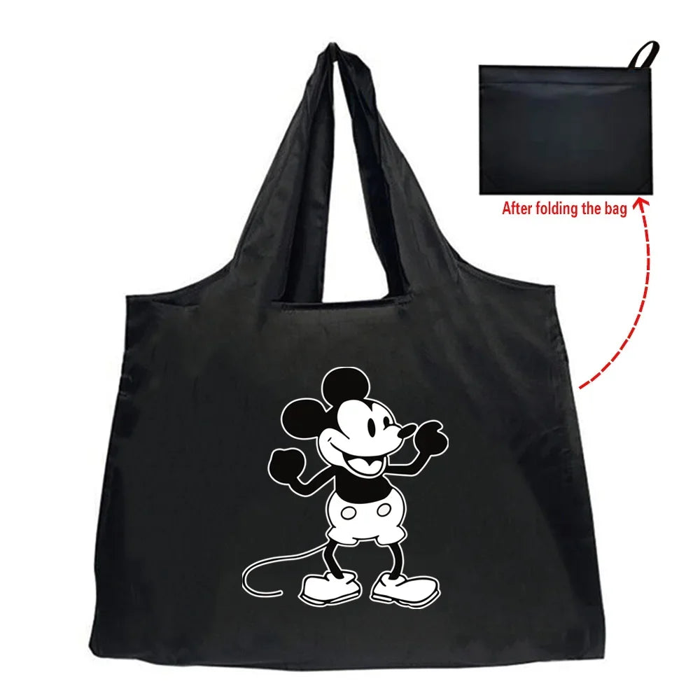 Tote Bag Eco-Friendly Folding Shopping Bag Reusable Portable Shoulder Handbag for Travel Grocery Fashion Mickey Mouse Series