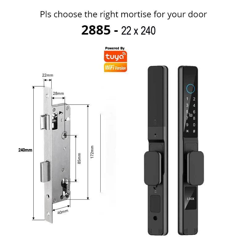 WiFi Sliding Door Lock | IP66, Fingerprint, Card, Code, Glass/Aluminum - P12 Hub Europe