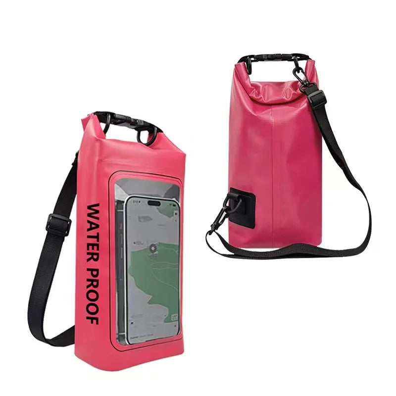 New 2L waterproof bag, outdoor diagonal cross bag, 2-in-1 mobile phone waterproof bag, PVC swimming waterproof bag