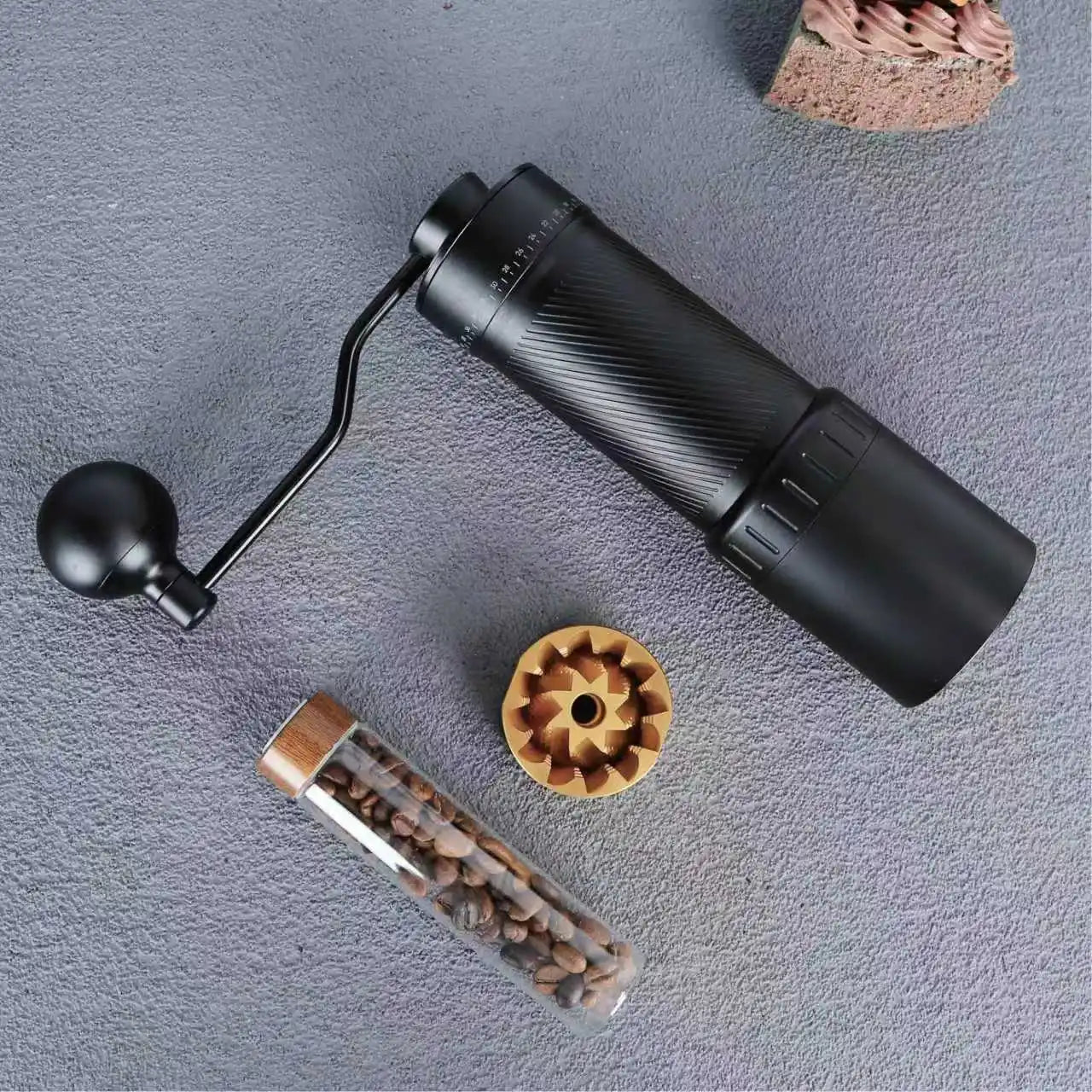 Havmore CNC Stainless Steel 7 Stars Conical Burr Modern Design Home Use Adjustable Setting Manual Coffee Grinder