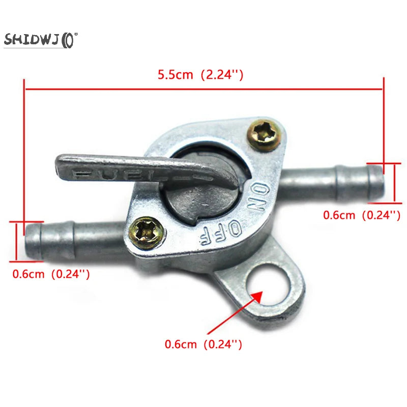 55mm X 6mm Universal Inline Petcock Motorcycle/Quad/Lawnmover Petrol Fuel Tap Anti-aging Anti-corrosive Leak Proof Rubber Silver