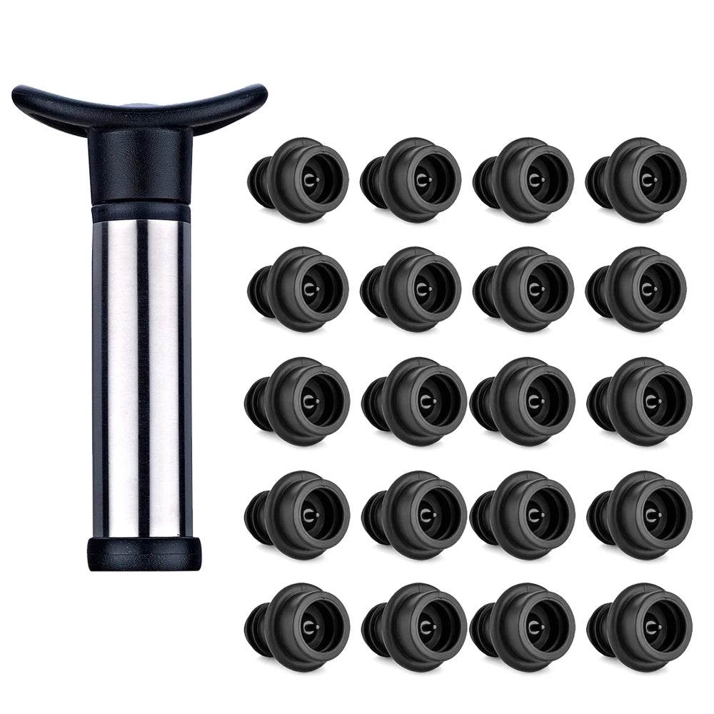 WOTOR Advanced Wine Stoppers Stainless Steel Manual Vacuum Pump Wine Saver Reusable Wine Bottle Stopper Sealer Keep Wine Fresh - P12 Hub Europe