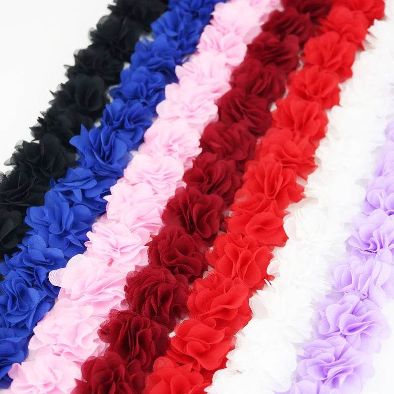 (1 meter) Chiffon lace fabric Webbing Decoration flower gift ribbons crafts Non-woven fabrics base - P12 Hub Europe